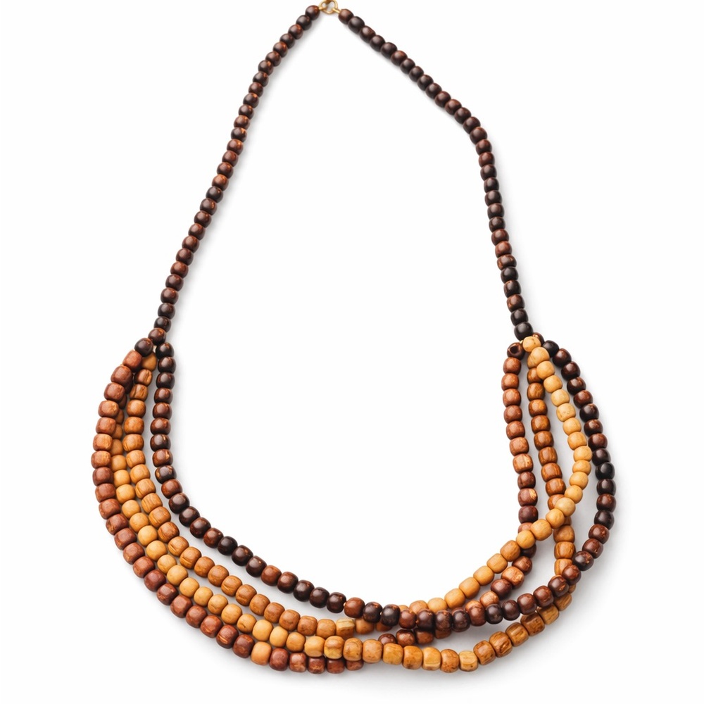 Sienna – Layered Earth Tone Wooden Bead Statement Necklace
